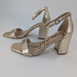 Sam Edelman Block Heels Sandals Bridal Party Champagne 11M Ankle Strap Party